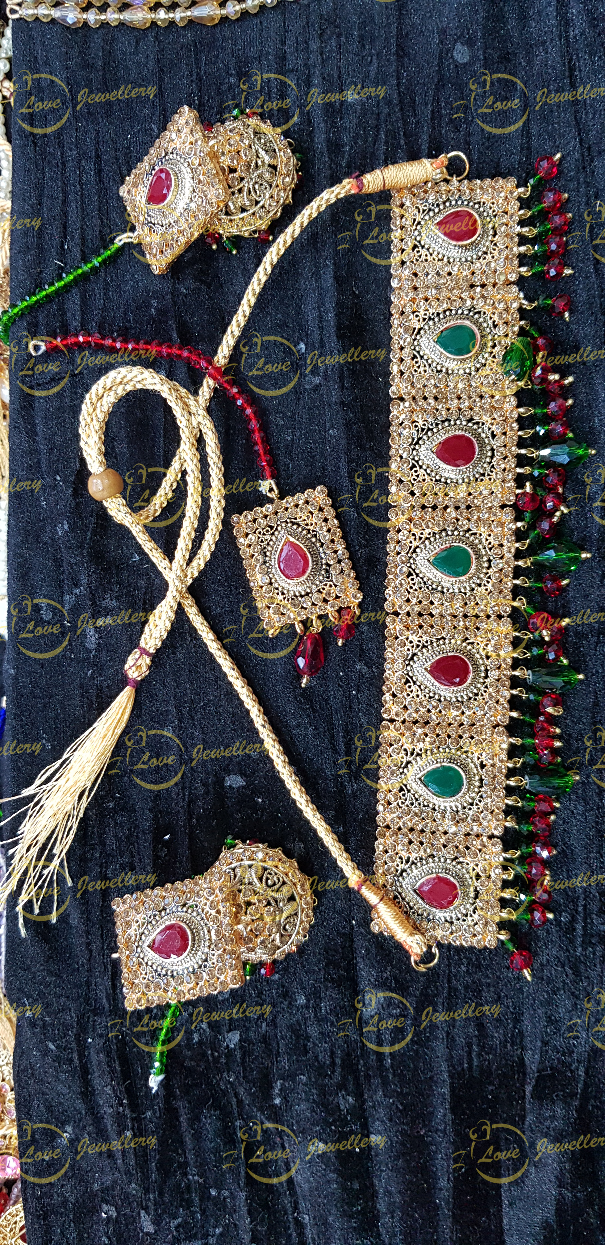 Pakistani choker - green maroon choker - bridal chokers - mehndi jewellery - Pakistani wedding jewellery - Pakistani bridal jewellery - wholesale Pakistani jewellery - bespoke Pakistani jewellery