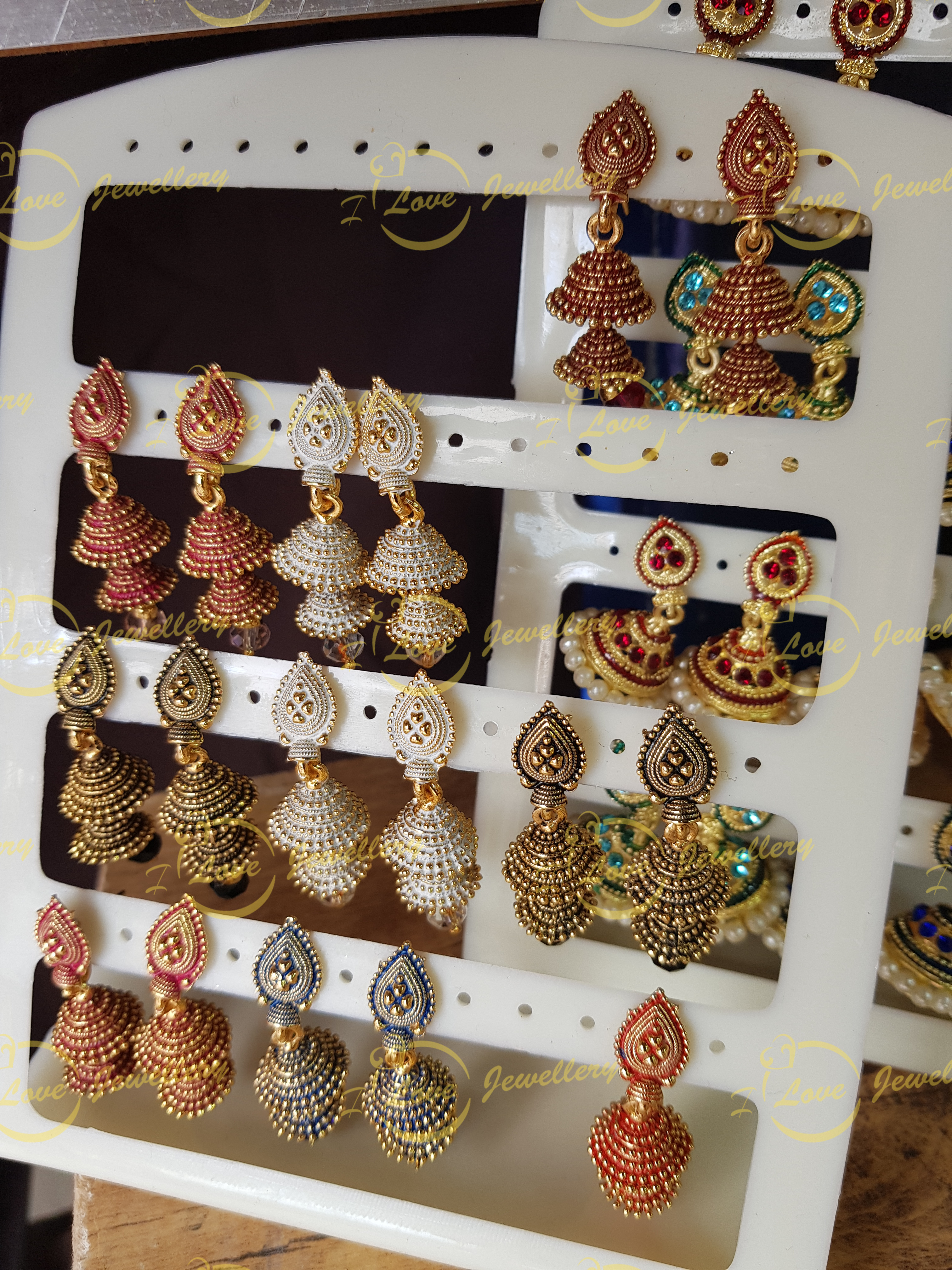 small jhumki earrings - multi jhumki earrings - wholesale Pakistani jewellery - bespoke Pakistani jewellery