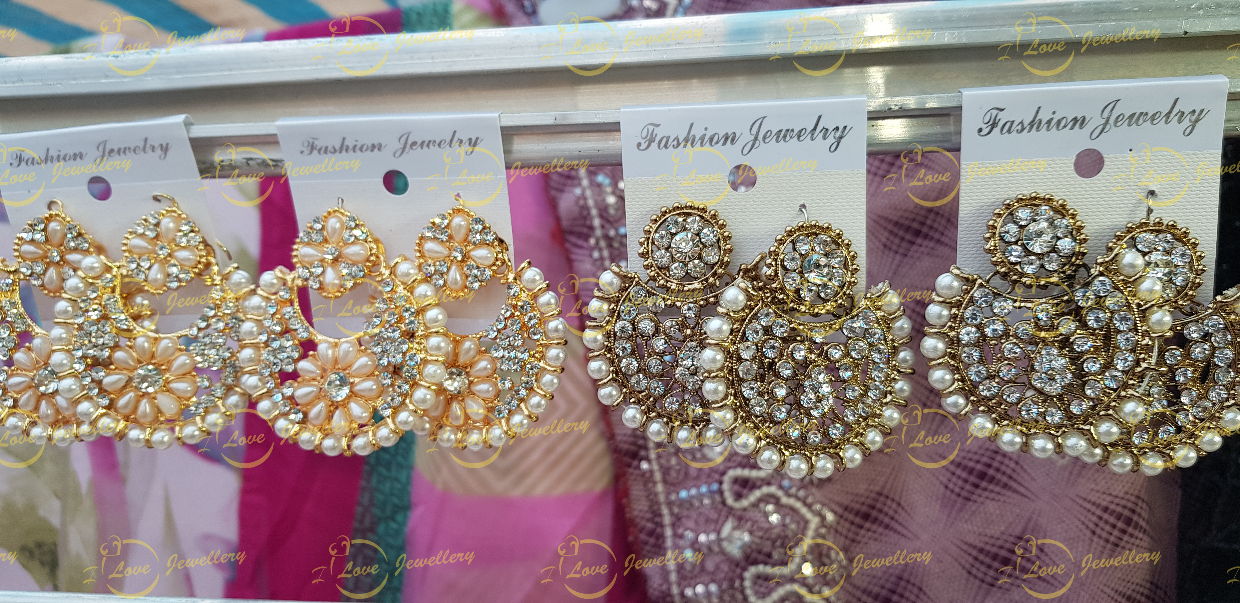 Party earrings - golden earrings - mixed earrings - bridal earrings - wedding earrings - party earrings - wholesale Pakistani jewellery - bespoke Pakistani jewellery