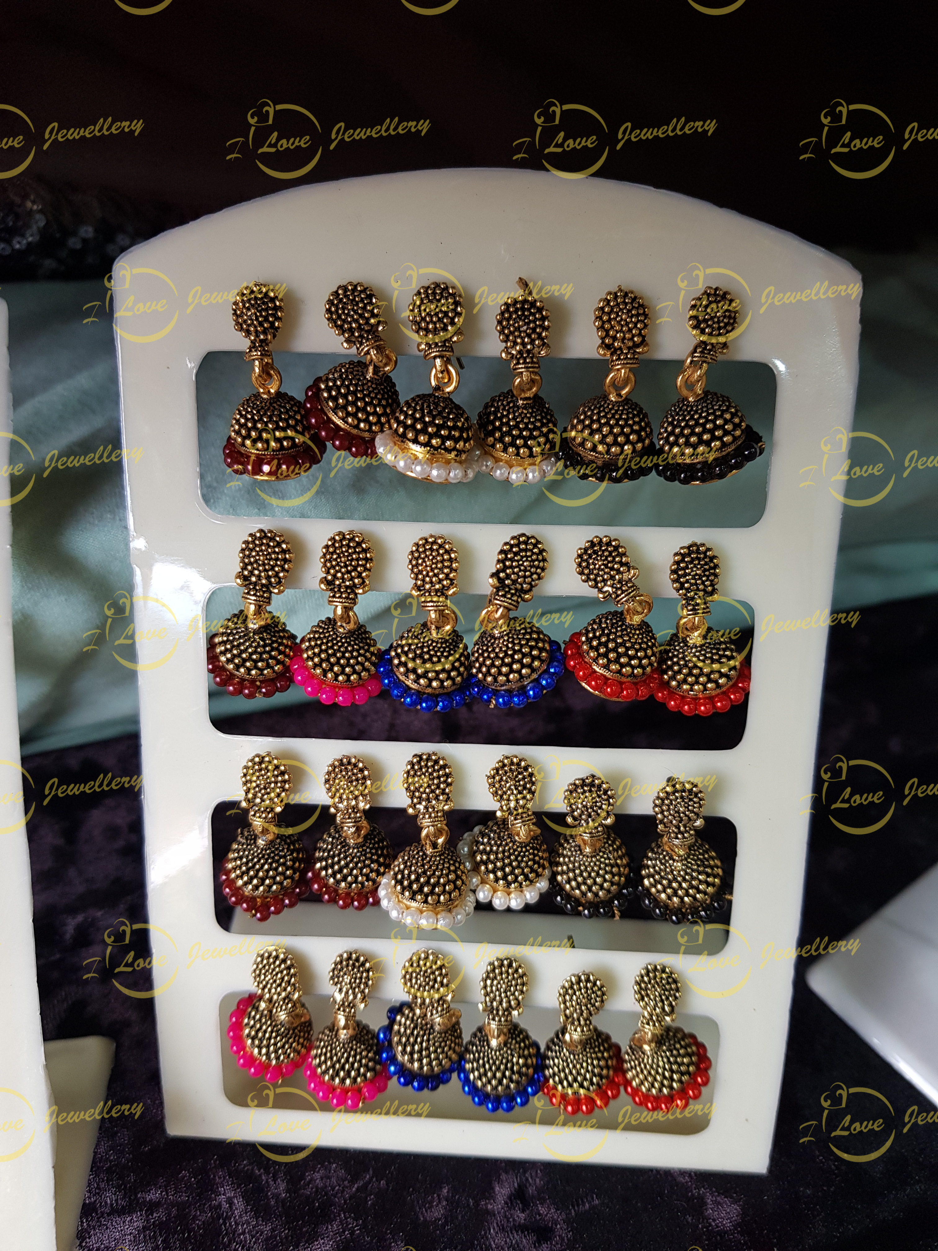 small jhumki earrings - multi jhumki earrings - wholesale Pakistani jewellery - bespoke Pakistani jewellery