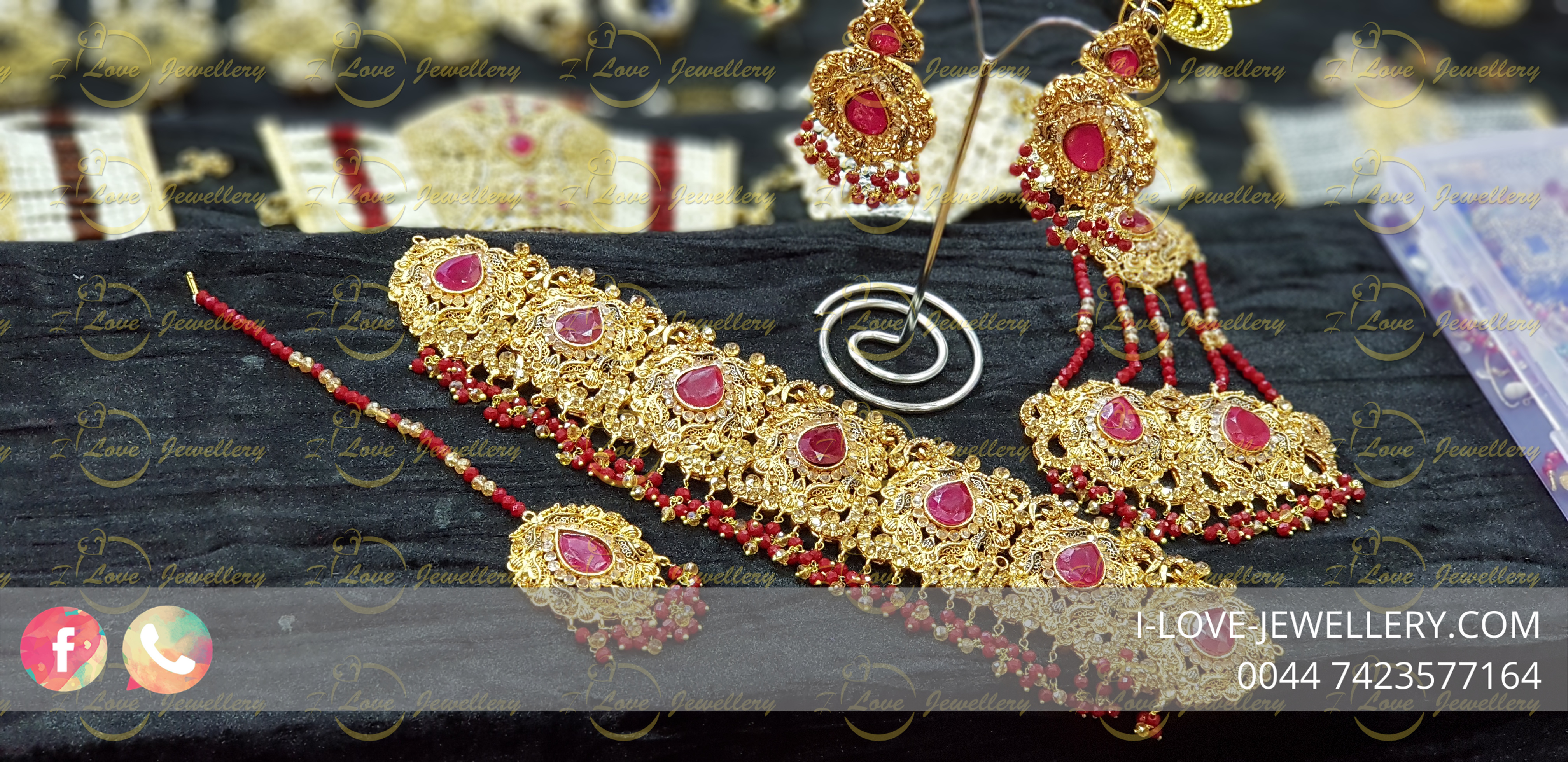 Pakistani jewellery maroon choker - multi choker - pearl choker - champagne - wholesale Pakistani jewellery - bespoke Pakistani jewellery
