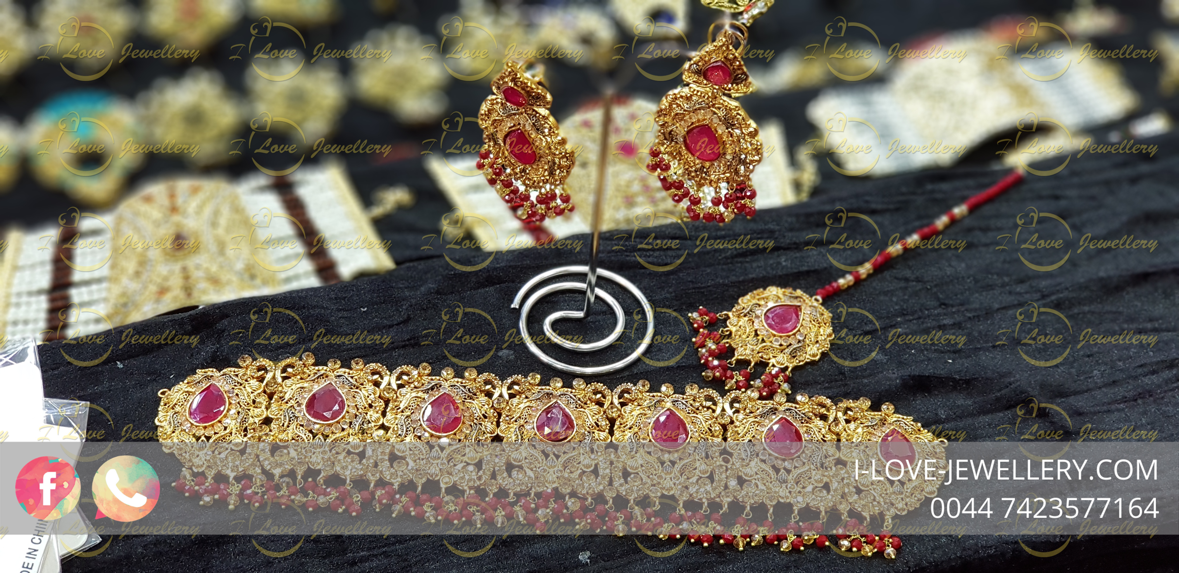 Pakistani jewellery maroon choker - multi choker - pearl choker - champagne - wholesale Pakistani jewellery - bespoke Pakistani jewellery